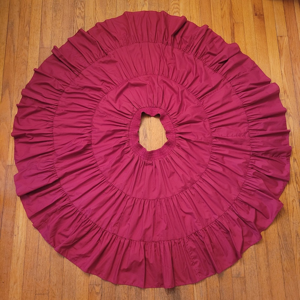 Square Up M Skirt Red Tiered Full Circle Vintage Prairie Dance Western Cowgirl‎